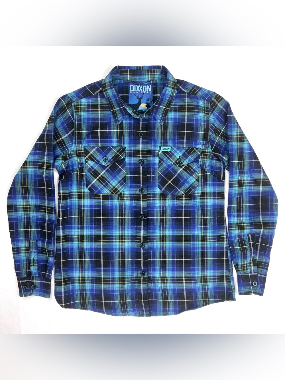 Dixxon Northern Dawn Women’s Large Blue Plaid Flannel Long Sleeve
